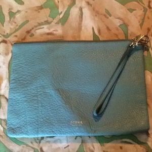 Vintage Fossil Mint Green Pebble Leather Wristlet
